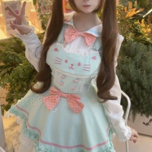YUMEKAWA ♡ mint green nekoneko matching cloth #set69