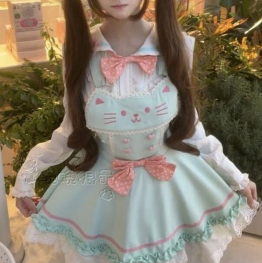 YUMEKAWA ♡ mint green nekoneko matching cloth #set69
