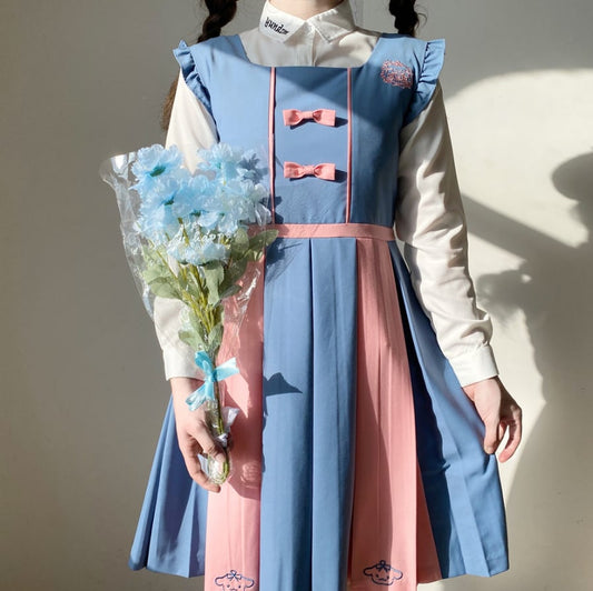 YUMEKAWA ♡ ( 2 colors )  top & overalls dress #set71