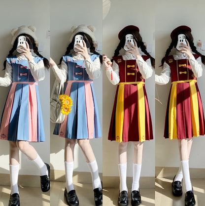 YUMEKAWA ♡ ( 2 colors )  top & overalls dress #set71