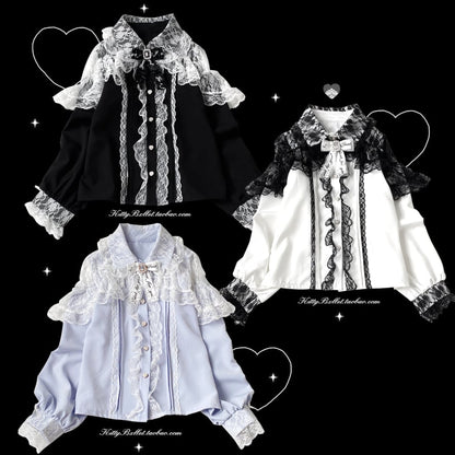 YUMEKAWA ♡ ( 3 colors ) Off-the-shoulder lace top #tops14