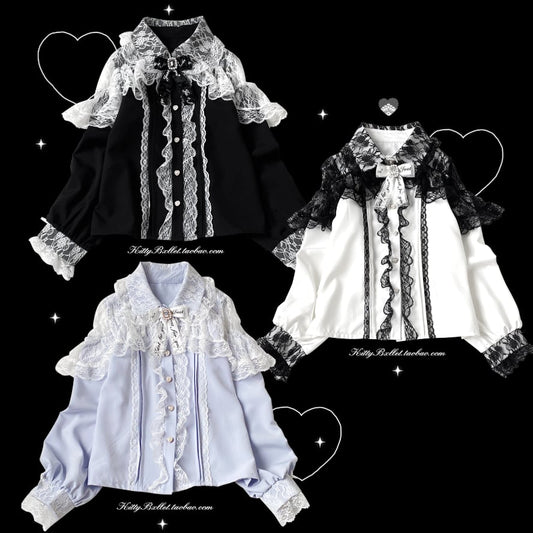YUMEKAWA ♡ ( 3 colors ) Off-the-shoulder lace top #tops14
