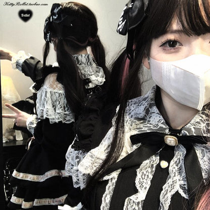 YUMEKAWA ♡ ( 3 colors ) Off-the-shoulder lace top #tops14