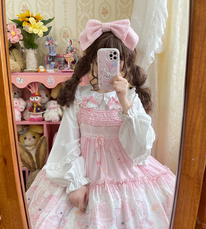 YUMEKAWA ♡ Ruffle blouse with pink ribbon  #tops3