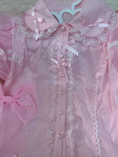 YUMEKAWA ♡ 3 colors Chiffon blouse with ribbon #tops5
