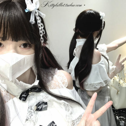YUMEKAWA ♡ ( 3 colors )  Off-the-shoulder top with petite bows #tops8