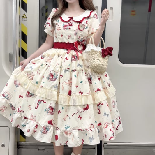 YUMEKAWA ♡ Apple motif mimolee length dress *without brooch #wanpi100