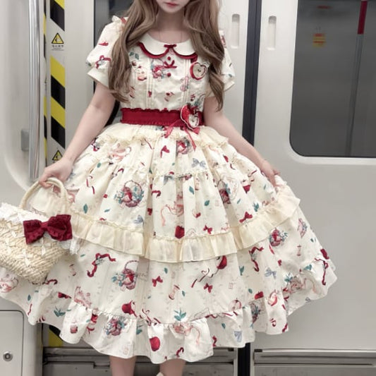 YUMEKAWA ♡ Apple motif mimolee length dress *without brooch #wanpi100