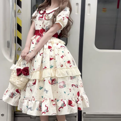 YUMEKAWA ♡ Apple motif mimolee length dress *without brooch #wanpi100