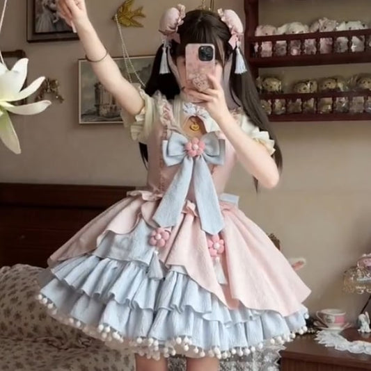 YUMEKAWA ♡ Pink blue Chinese dress  #wanpi103