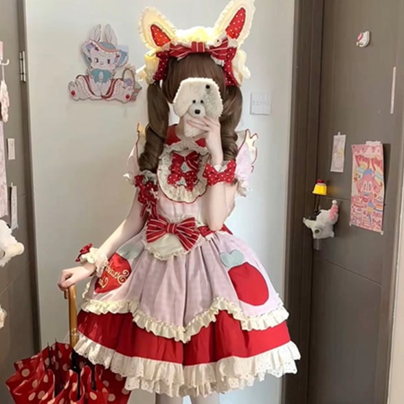 YUMEKAWA ♡ Dotted dress with bunny ears #wanpi104