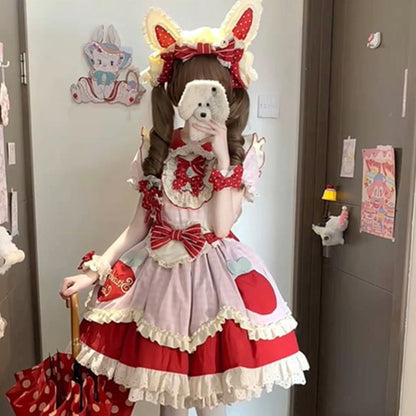 YUMEKAWA ♡ Dotted dress with bunny ears #wanpi104
