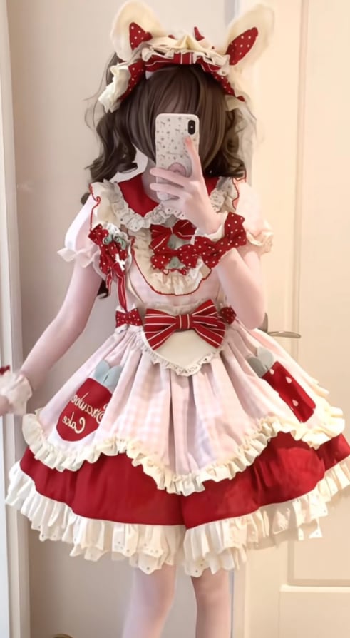YUMEKAWA ♡ Dotted dress with bunny ears #wanpi104