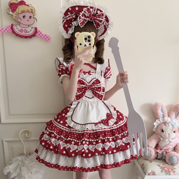 YUMEKAWA ♡ Maid outfit matching cloth with dotted brooch  #wanpi107