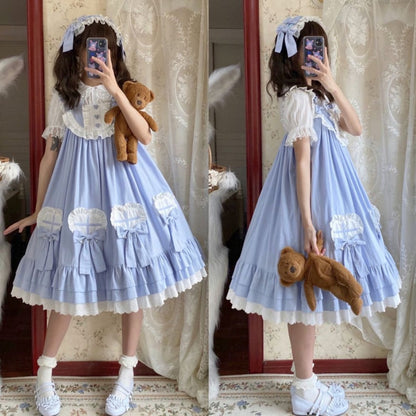 YUMEKAWA ♡ ( 2 colors )  cross ruffle jumperskirt  <! >No blouse  #wanpi109