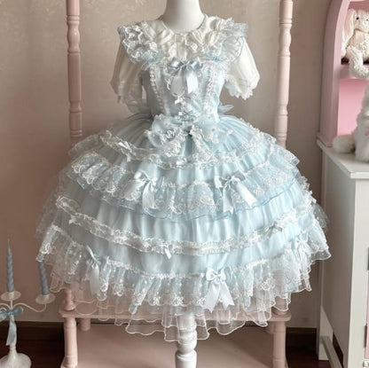 YUMEKAWA ♡ 2 colors Chiffon dress with back ribbon #wanpi112