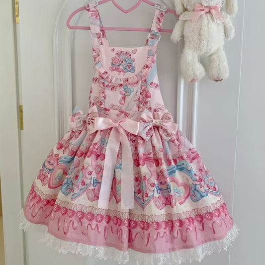 YUMEKAWA ♡ Pink jumperskirt with ribbon belt #wanpi114