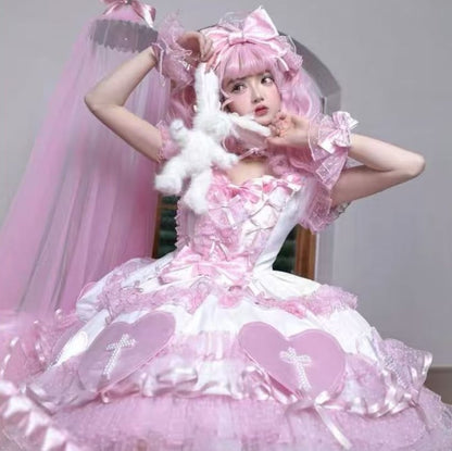 YUMEKAWA ♡ ( 3 colors )  Idol-like crossed tulle dress  #wanpi118