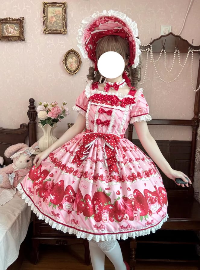 YUMEKAWA ♡ Strawberry dress with choker #wanpi125