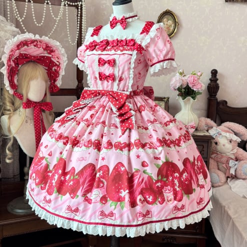 YUMEKAWA ♡ Strawberry dress with choker #wanpi125