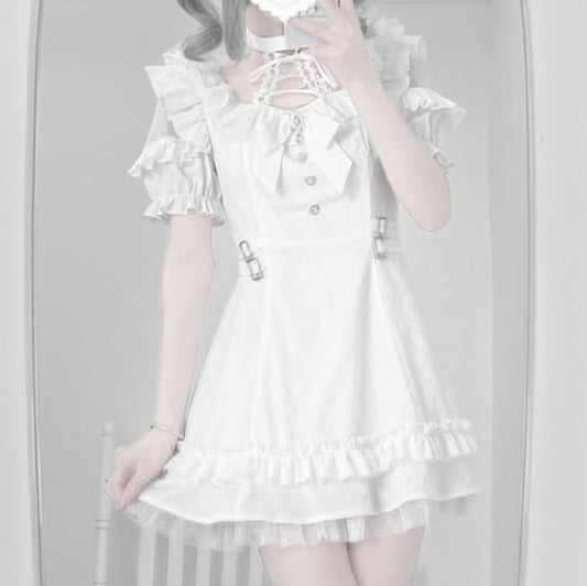 YUMEKAWA ♡ 2 colors  subculture off the shoulder dress #wanpi129