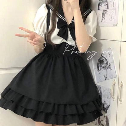 YUMEKAWA ♡ Sailor dress with ribbon #wanpi133
