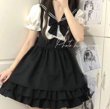 YUMEKAWA ♡ Sailor dress with ribbon #wanpi133