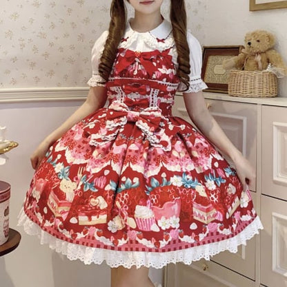 YUMEKAWA ♡ ( 5 colors )  Strawberry Lolita jumperskirt #wanpi134