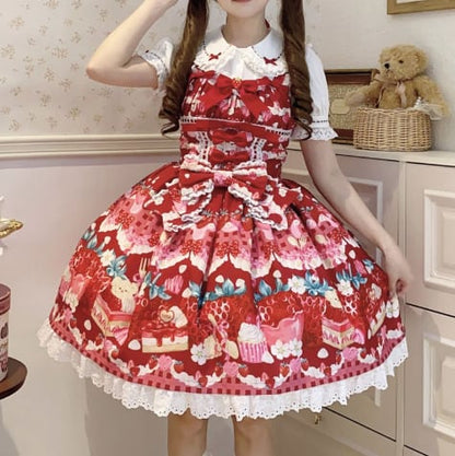 YUMEKAWA ♡ ( 5 colors )  Strawberry Lolita jumperskirt #wanpi134
