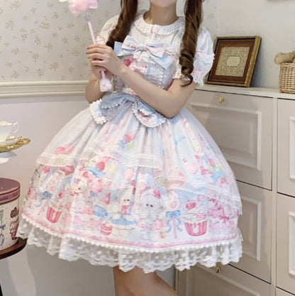 YUMEKAWA ♡ ( 3 colors )  Midi length rabbit jumperskirt #wanpi137