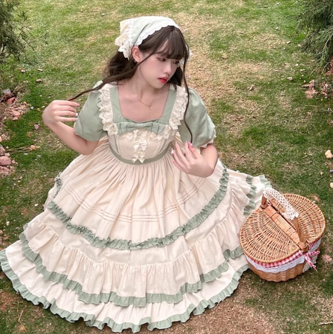 YUMEKAWA ♡ 3-tier frill dress  <!>no apron and no bandana  #wanpi139