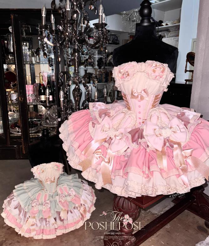 YUMEKAWA ♡ ( 2 colors )  Frilled dress with bunny ears catsuit #wanpi141