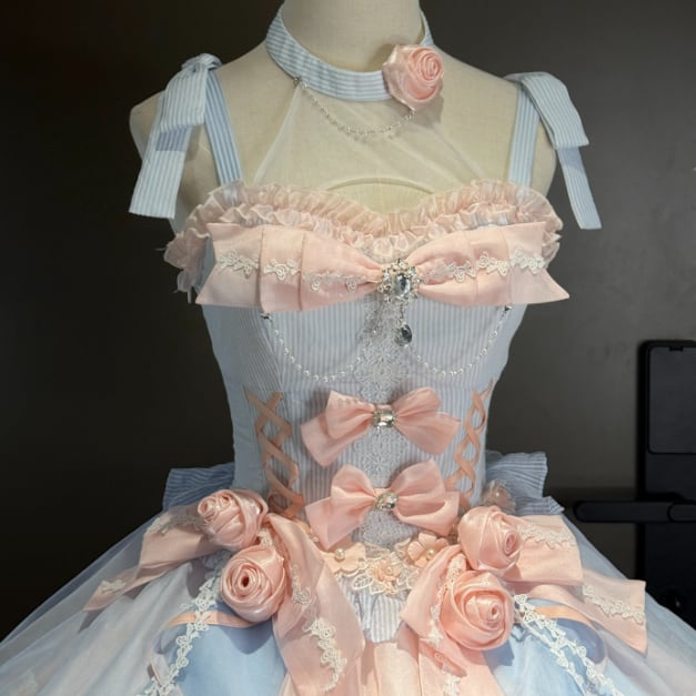 Manufactured after order ♡ Blue Pink Rose Dress #wanpi143