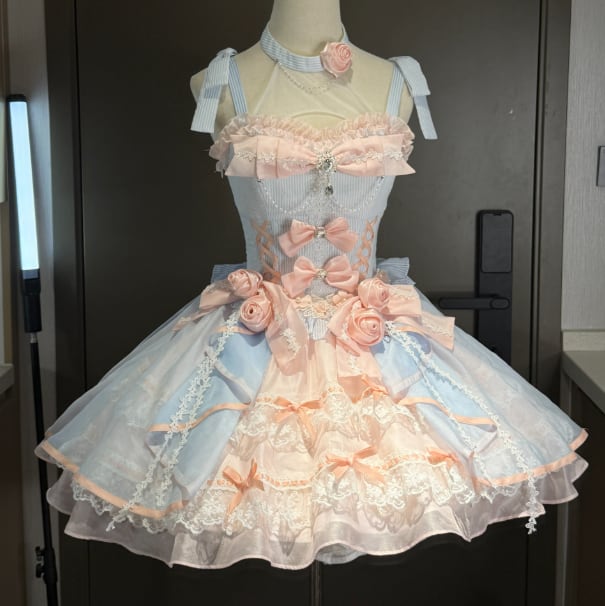 Manufactured after order ♡ Blue Pink Rose Dress #wanpi143