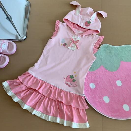 YUMEKAWA ♡ rabbit ears hooded dress #wanpi144