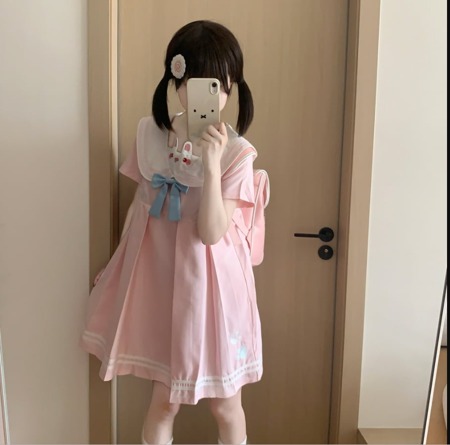 YUMEKAWA ♡ Bunny mini dress with ribbon #wanpi145