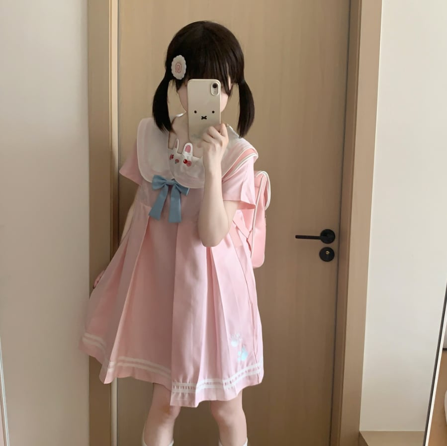 YUMEKAWA ♡ Bunny mini dress with ribbon #wanpi145