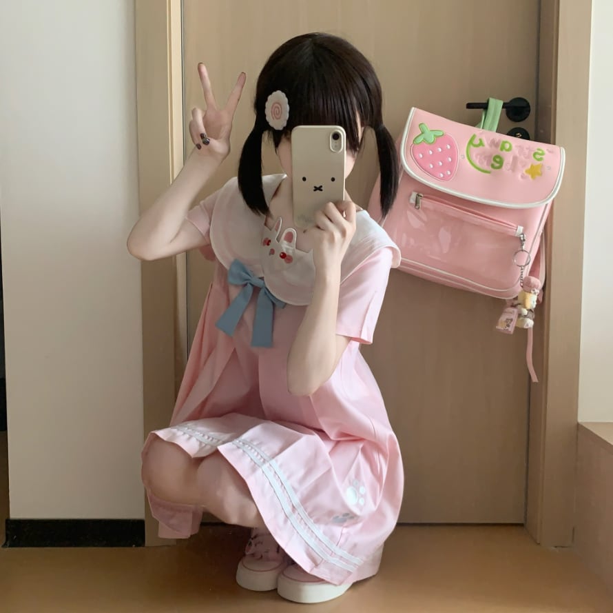 YUMEKAWA ♡ Bunny mini dress with ribbon #wanpi145