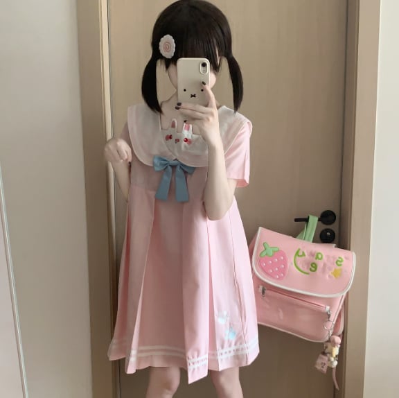 YUMEKAWA ♡ Bunny mini dress with ribbon #wanpi145