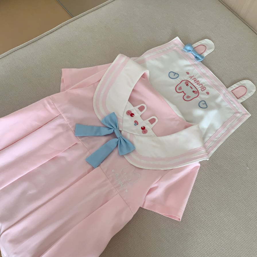 YUMEKAWA ♡ Bunny mini dress with ribbon #wanpi145