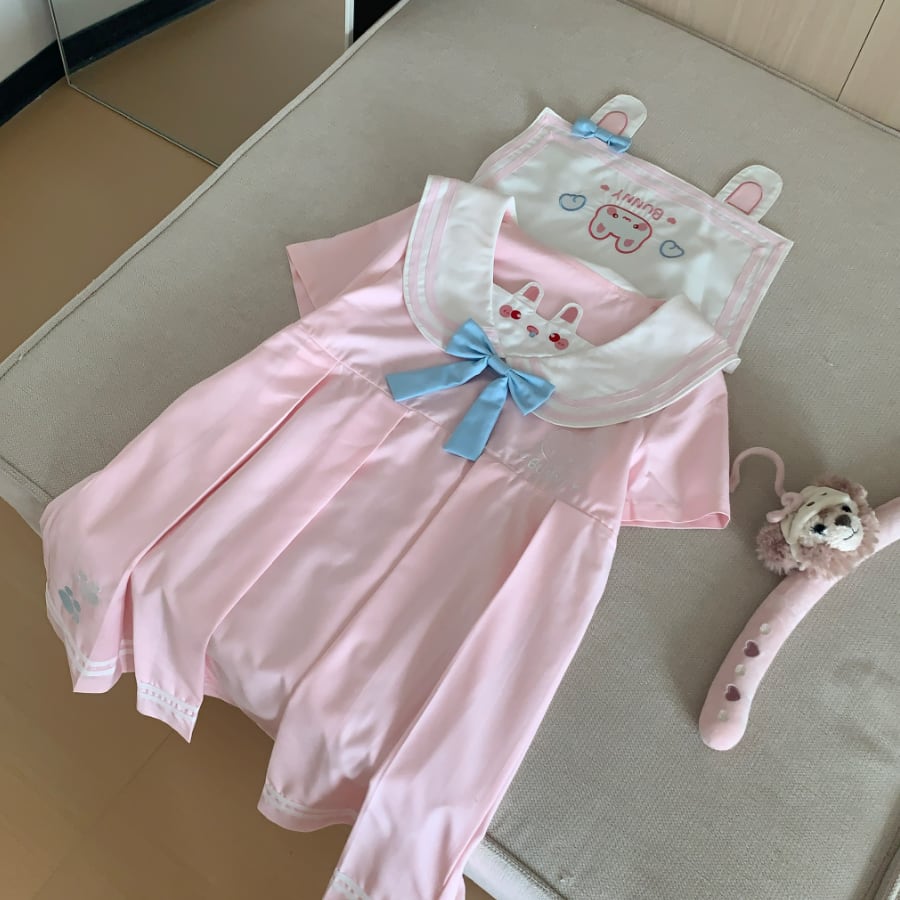 YUMEKAWA ♡ Bunny mini dress with ribbon #wanpi145