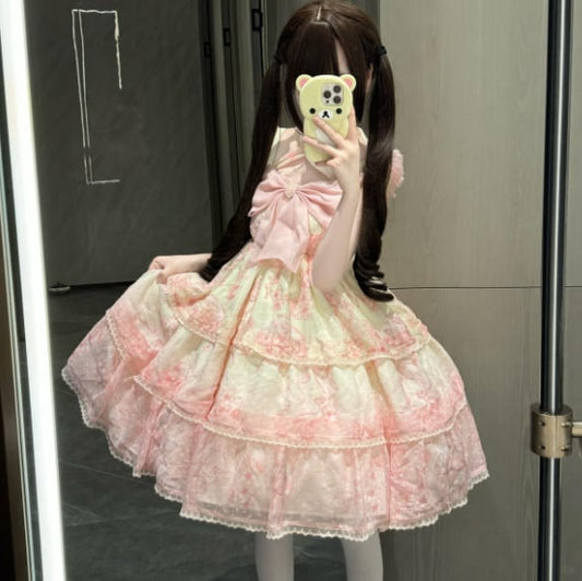 YUMEKAWA ♡ Cross neck gradient dress #wanpi146
