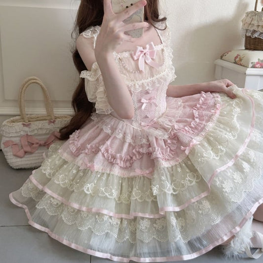 YUMEKAWA ♡ ( 3 colors )  adjustable waist ♪  dress with back ribbon #wanpi148