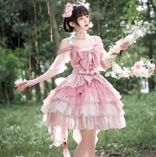 YUMEKAWA ♡ One-piece full matching cloth with front ribbon #wanpi16
