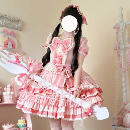 YUMEKAWA ♡ 2 colors Puff Sleeve Ruffle Dress #wanpi28
