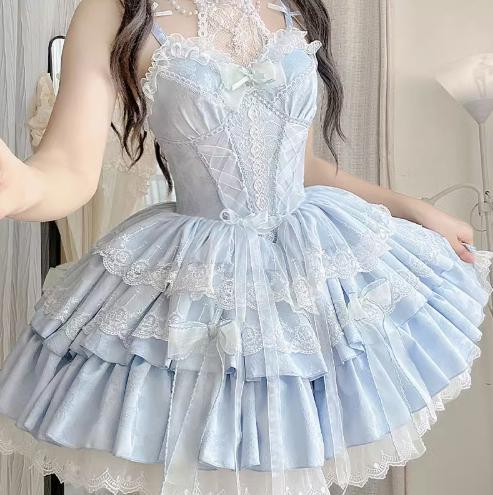 YUMEKAWA ♡ ( 2 colors ) Detachable ♪ Holder neck dress #wanpi3