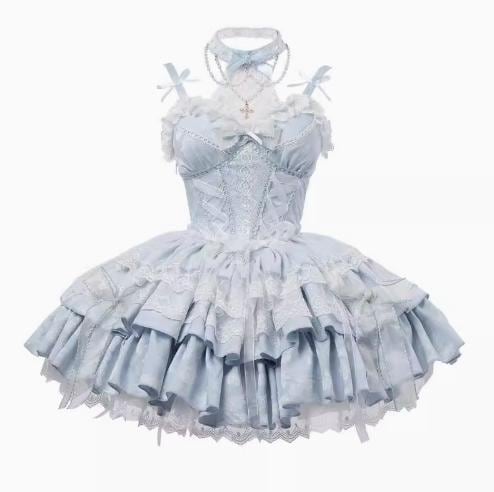 YUMEKAWA ♡ ( 2 colors ) Detachable ♪ Holder neck dress #wanpi3