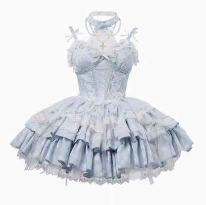 YUMEKAWA ♡ ( 2 colors ) Detachable ♪ Holder neck dress #wanpi3