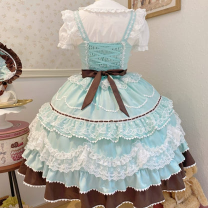 YUMEKAWA ♡ ( 4 colors )  Lolita jumperskirt with ribbon  <!>without blouse  #wanpi30