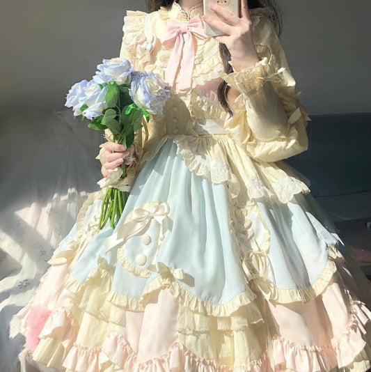 YUMEKAWA ♡ Frilled dress with bustle #wanpi41